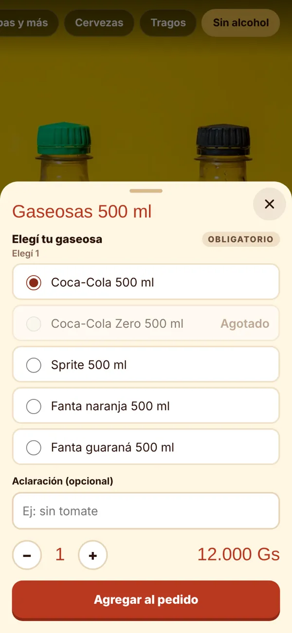 Elegir opciones del producto
