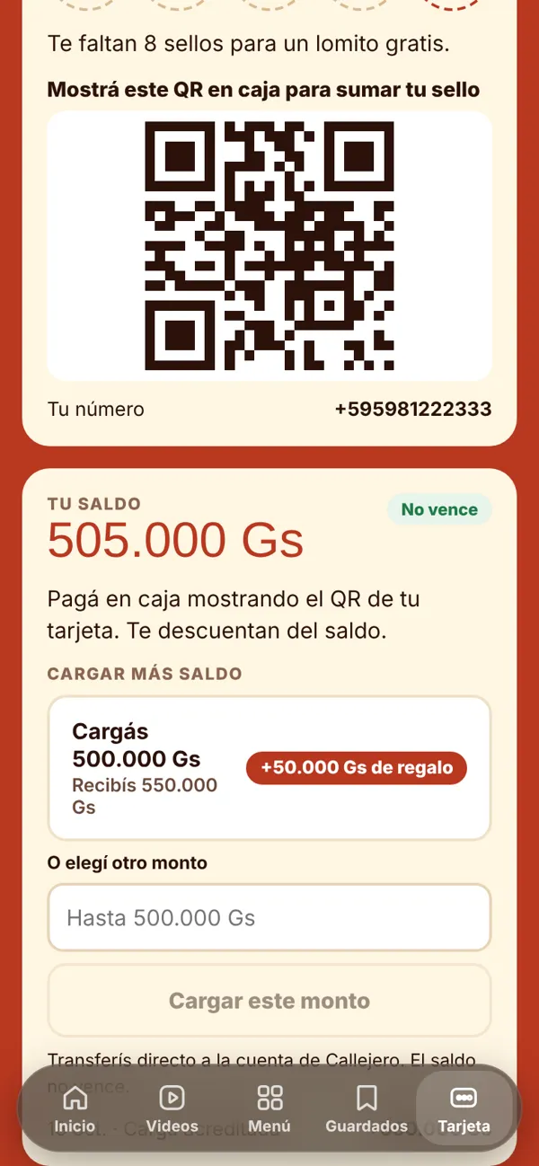 Tarjeta con saldo prepago